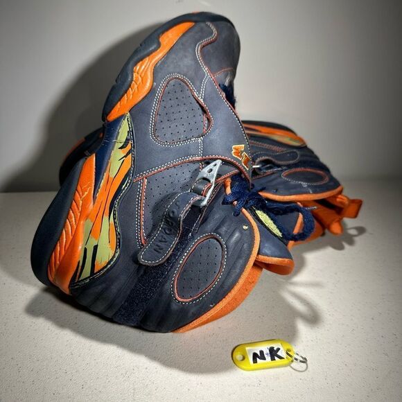 Nike Air Jordan Retro 8 Retro Peapod 2007 LS Size 11 VNDS Navy Orange Bulls VIII - Picture 1 of 7
